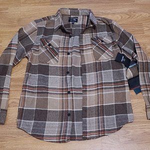 Tan and Orange Brixton Bowery Flannel Jacket